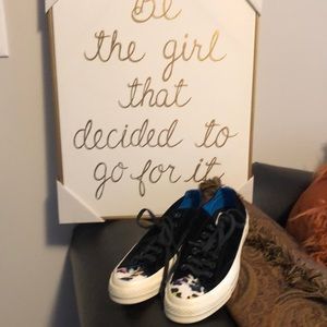 New Black Velvet Cheetah Print Platform Chuck Taylor’s Women’s Sz 6.5